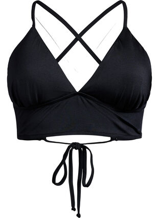 Zizzi Bikinitopp med avtagbare pads og knytebånd i ryggen, Svart, Packshot image number 0