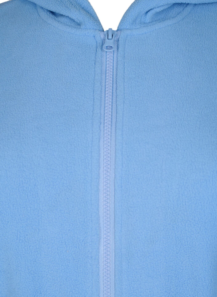 Morgenkåpe med glidelås og hette, Blå, Packshot image number 2