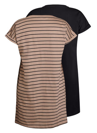 Zizzi 2-pakk T-skjortekjole med korte ermer, Brun, Packshot image number 1