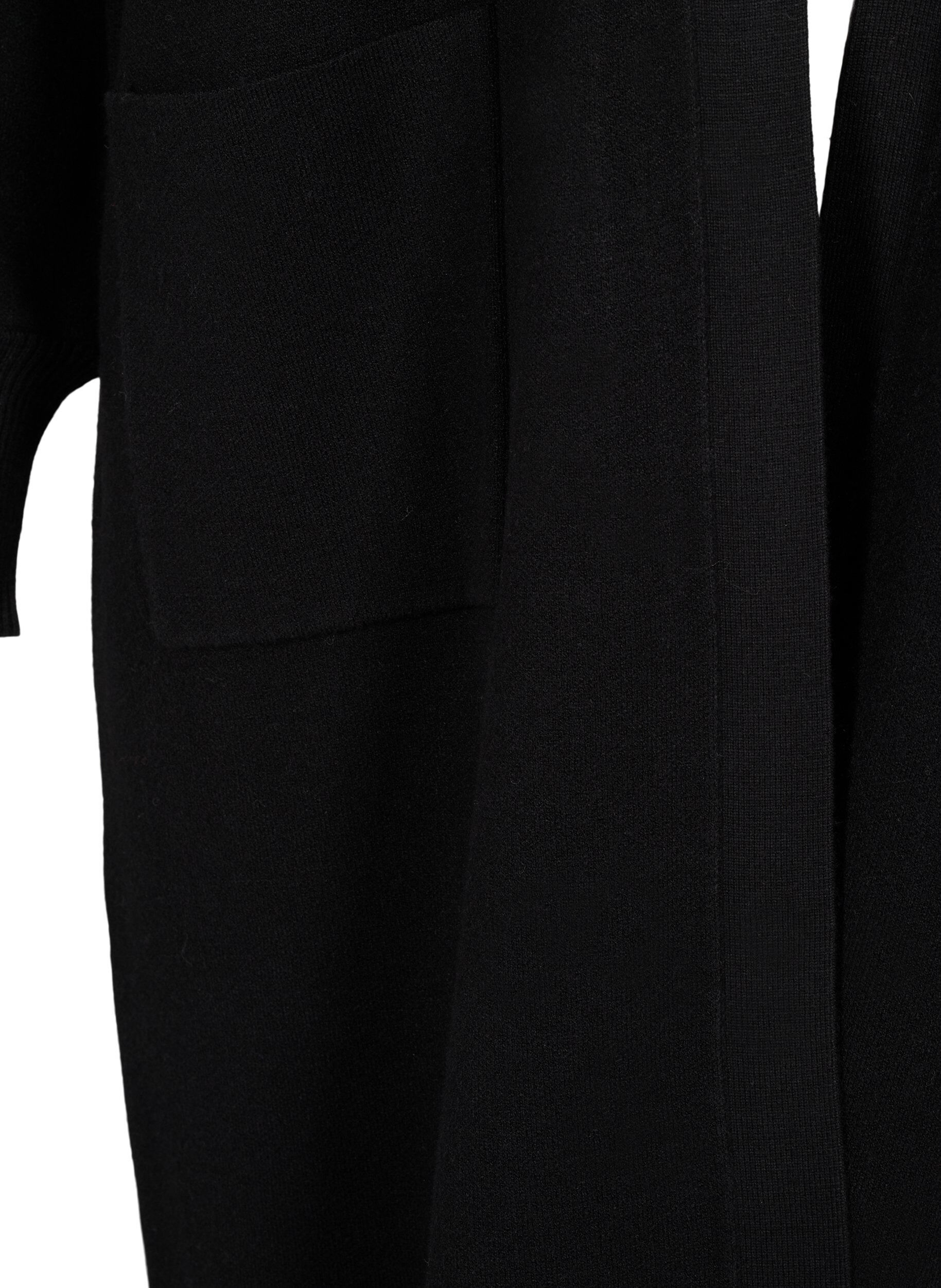 Zizzi Lang strikket cardigan med lommer, Black, Packshot image number 3