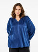 Langermet bluse med volanger og V-hals, Estate Blue, Model image number 0