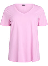 Kortermet T-skjorte med V-hals, Rosa