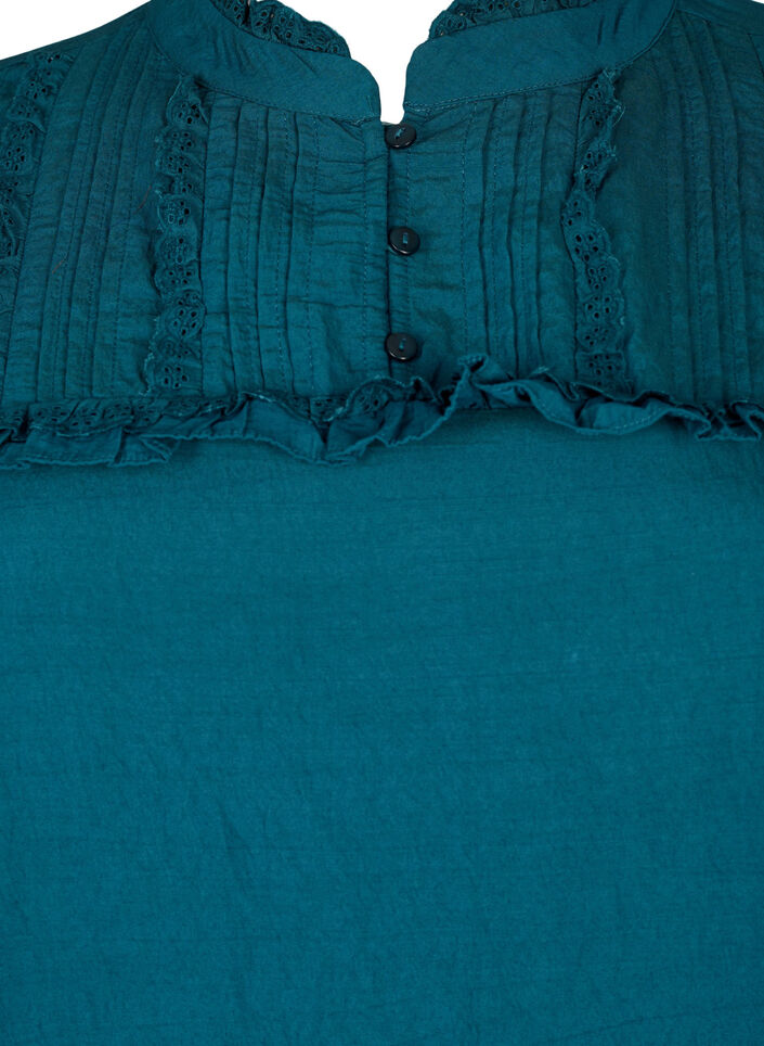 Viskosekjole med broderie Anglaise og volangdetaljer, Reflecting Pond, Packshot image number 2