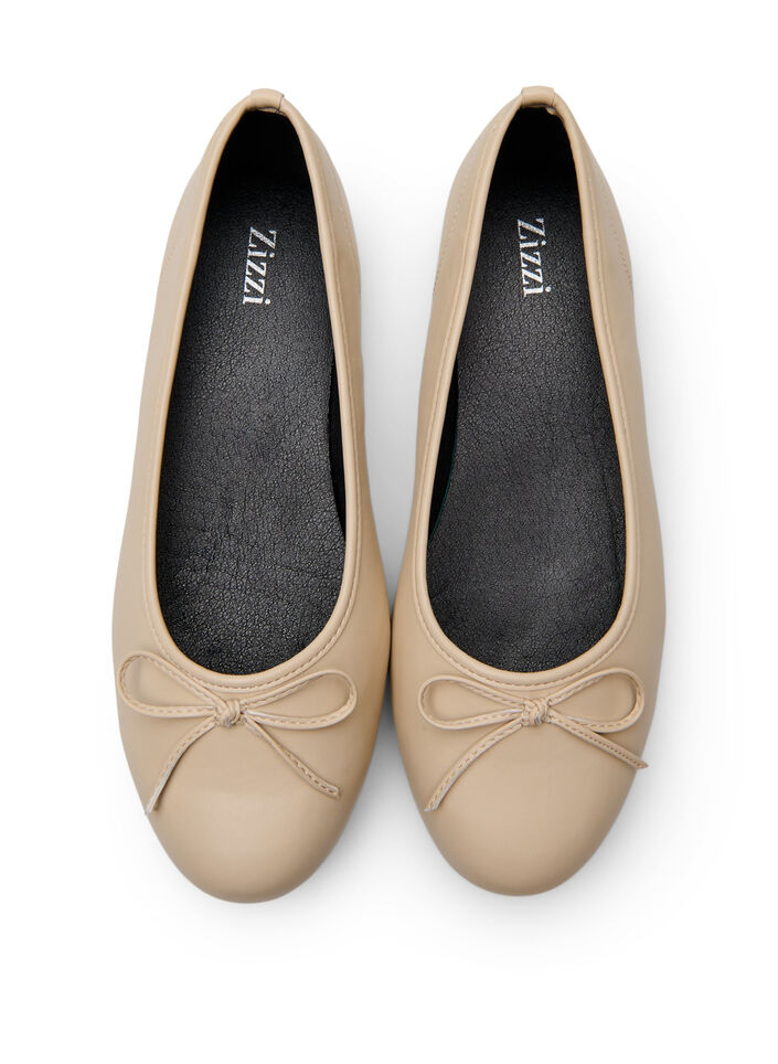 Wide fit - Ballerinas med en sløyfe, Tapioca, Packshot