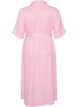 Skjortekjole i ankellengde med bindebelte og striper, Rosa, Packshot image number 1