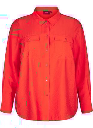 Zizzi Skjorte med krage og brystlommer, Rød, Packshot image number 0