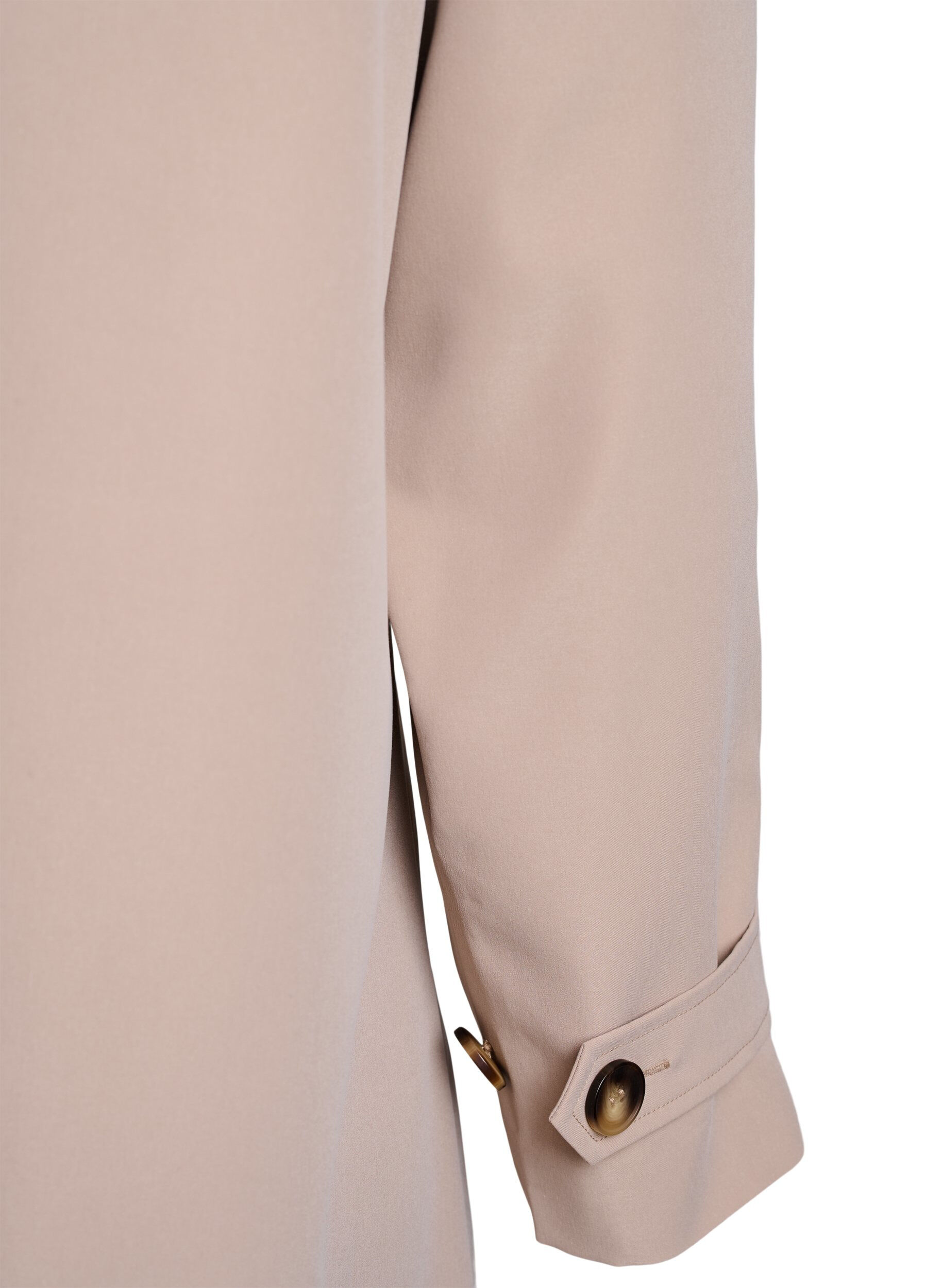 Zizzi V&aring;rjakke med imitert semsket krage og skjult knappelukking, Beige, Packshot image number 4