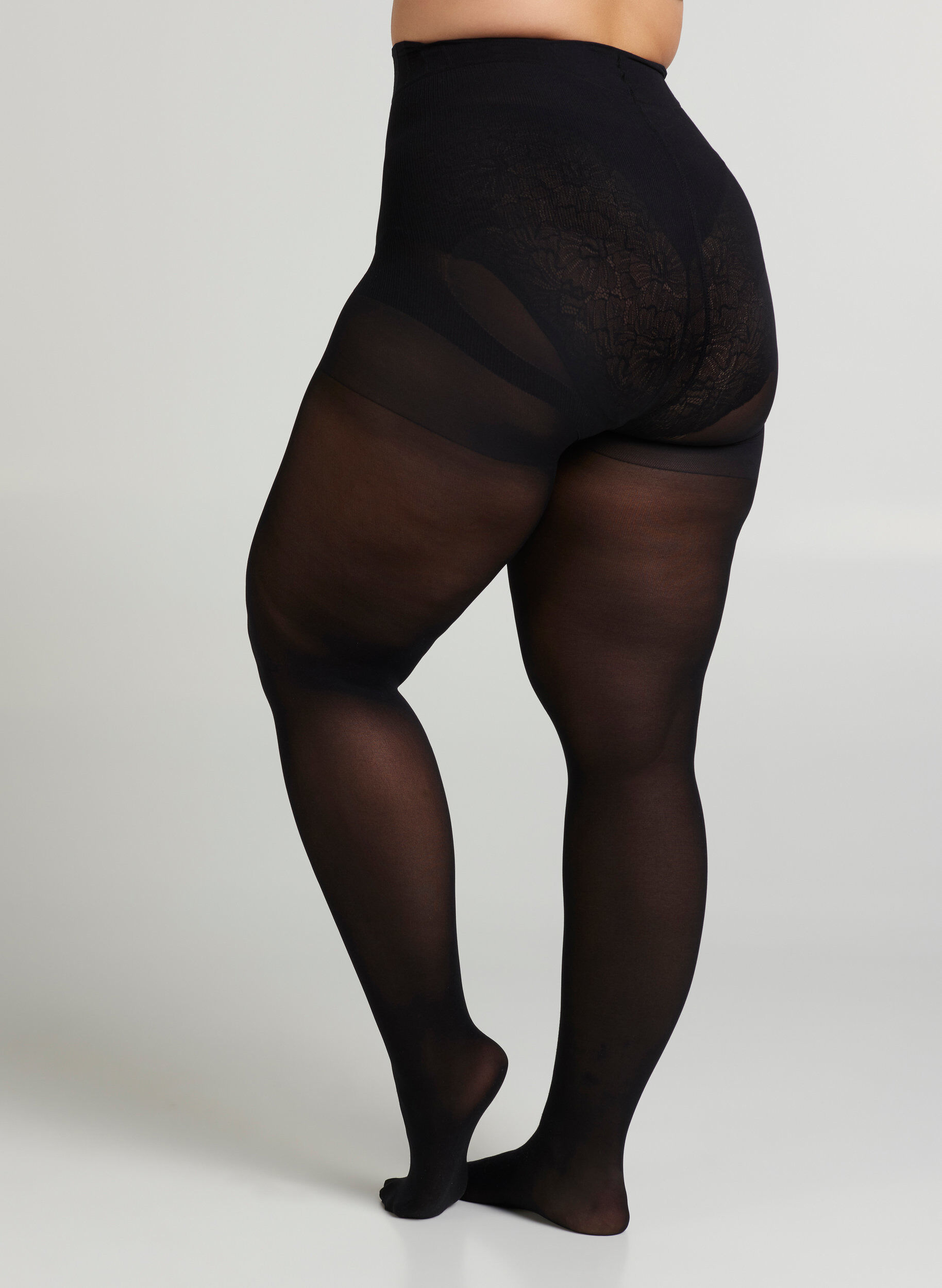 ZizziStr&oslash;mpebukser 60 denier med push-up og shape-effekt, Svart, Model image number 3