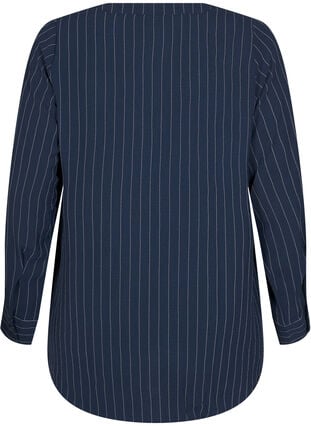 Zizzi FLASH - Skjortebluse med nålestriper, Blå, Packshot image number 1