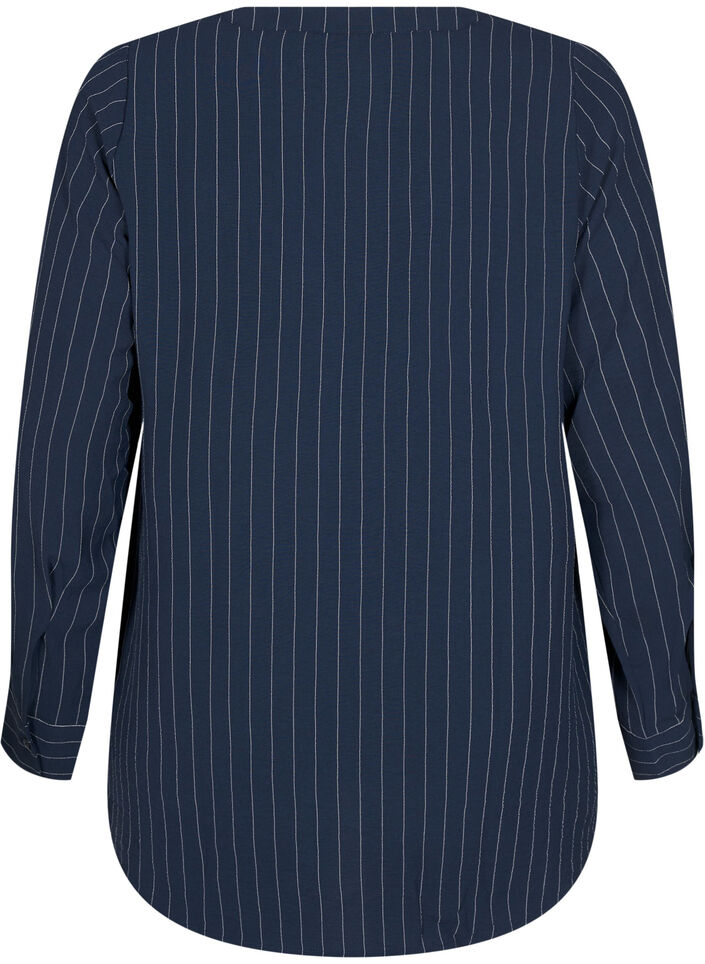 FLASH - Skjortebluse med nålestriper, Blå, Packshot image number 1