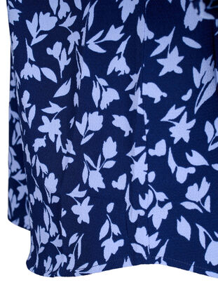 Blomstret bluse med 3/4-ermer, M. Blue Flower AOP, Packshot image number 3