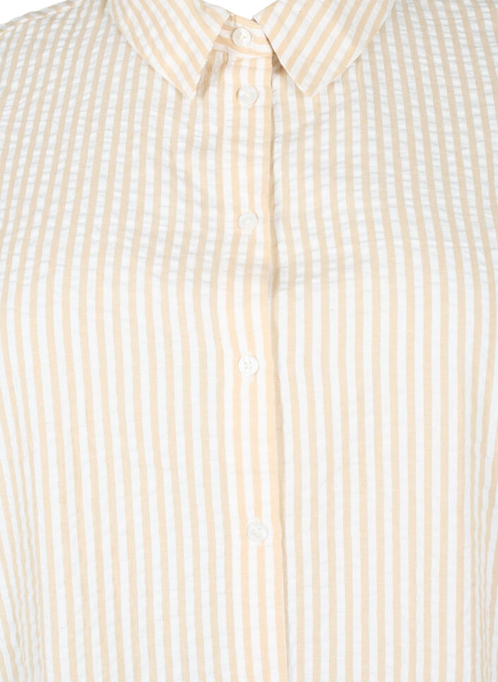Lang stripete bomullsskjorte, White/Natrual Stripe, Packshot image number 2