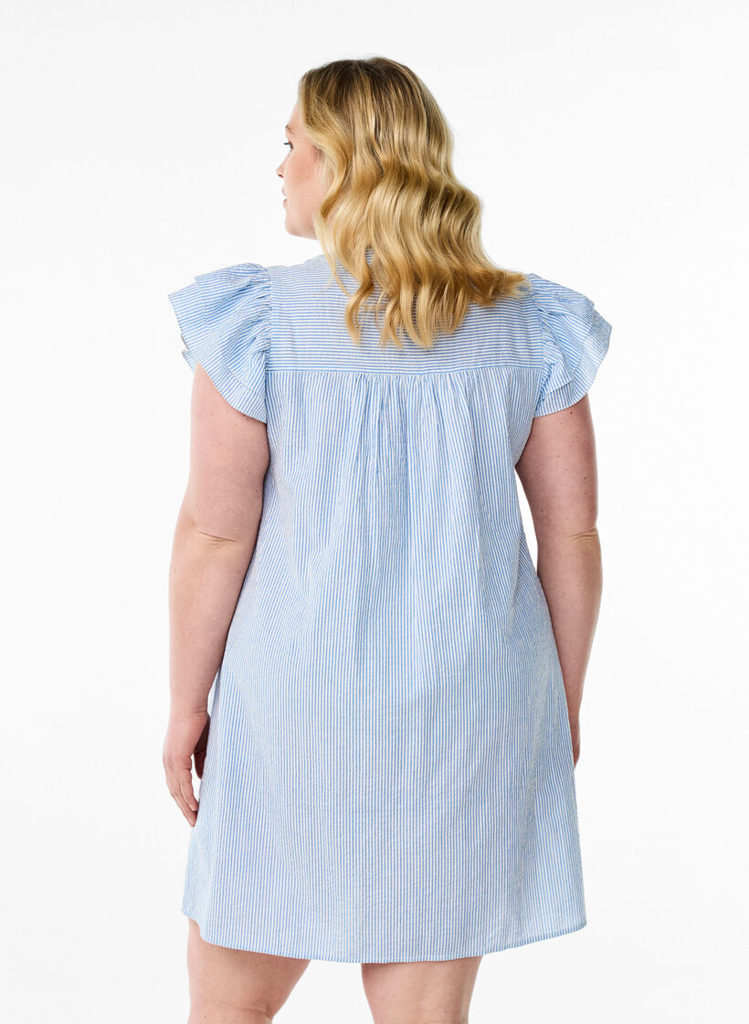 Kort, stripete kjole med volanger, Skyway Stripe, Model