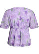 Bluse i blomstrete chiffon med korte ermer, Lilla, Packshot image number 1