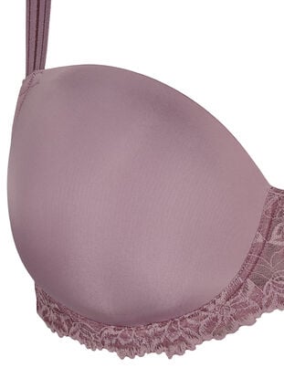 Zizzi Formet BH med blonder og glatte skåler, Rosa, Packshot image number 2