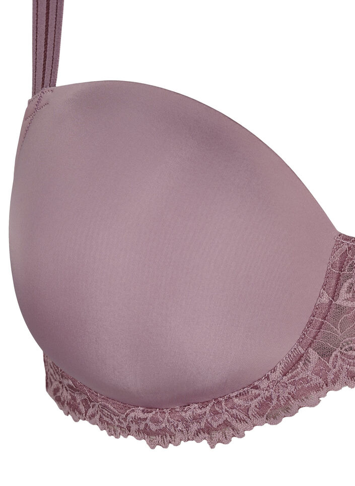 Formet BH med blonder og glatte skåler, Rosa, Packshot image number 2