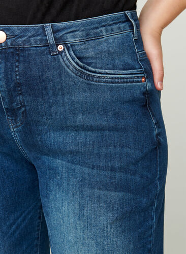 Regular Gemma jeans med høy midje, Blue denim, Model image number 1