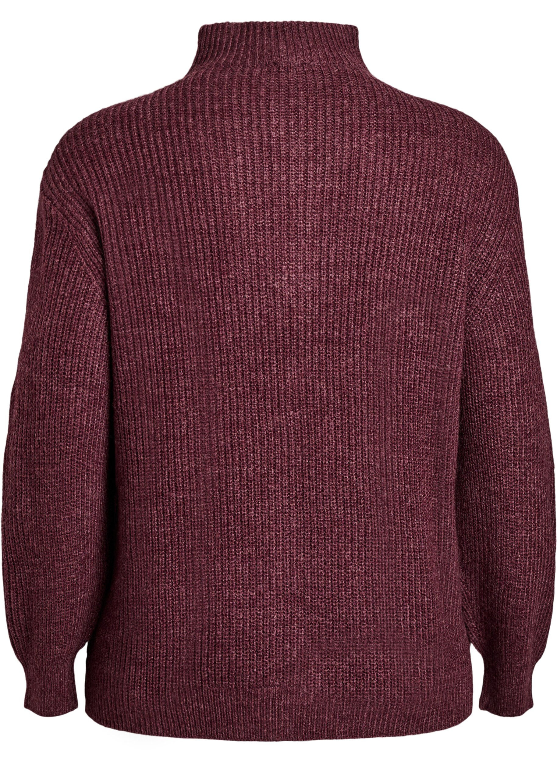 ZizziStrikket genser med h&oslash;y hals og glidel&aring;s, R&oslash;d, Packshot image number 1