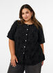Bluse med blomstertrykk og ballongermer, Svart, Model image number 0