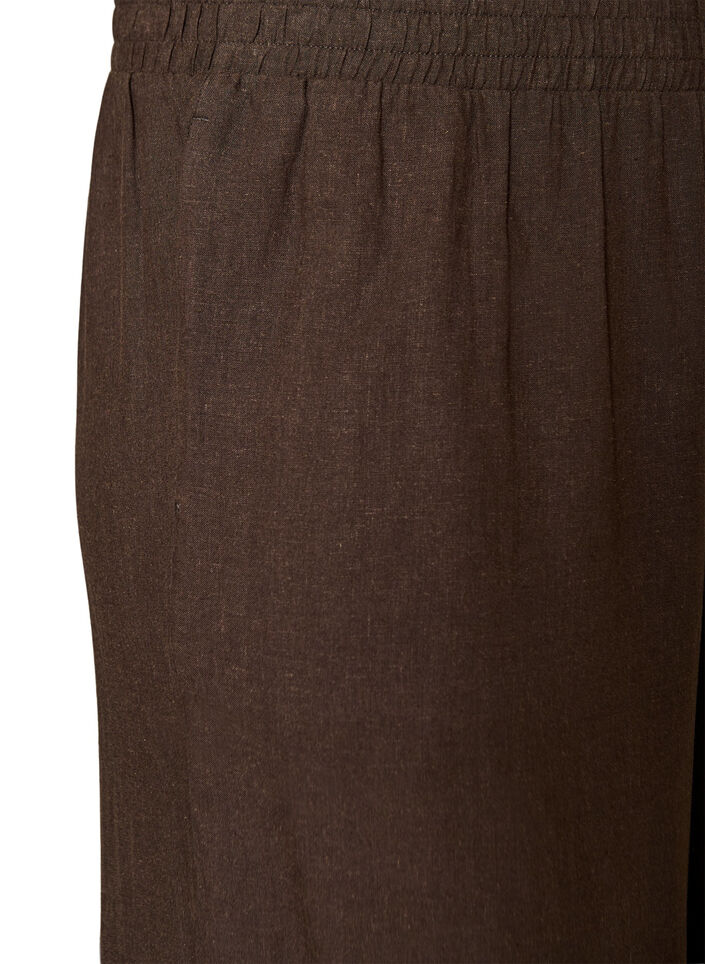 Bukser med vide ben i lin og viskose, Brun, Packshot image number 2