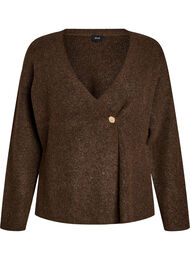 Strikket cardigan med asymmetrisk lukking, Brun