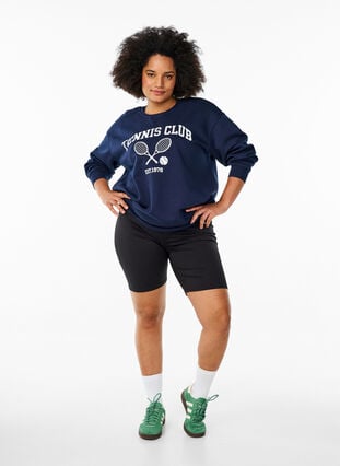 Zizzi Sporty sweatshirt med trykk, Night Sky, Model image number 2