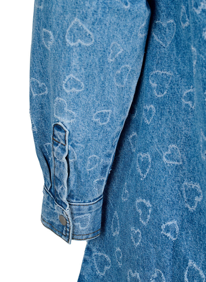 Denimkjole med hjerte mønster, Blue Denim Heart, Packshot