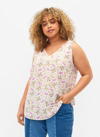 Mønstrete topp med V-hals (GRS), Purple AOP, Model