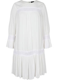 Viskosekjole med blondedetaljer, Off White