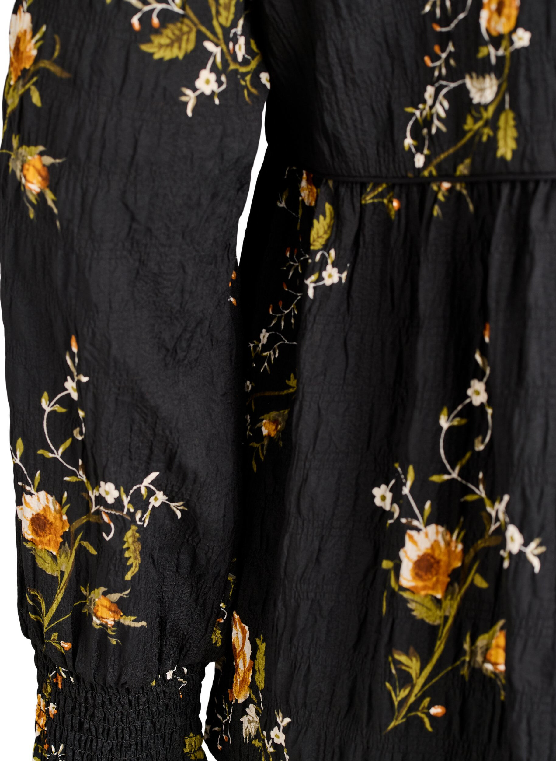 Zizzi Langermet bluse med blomstertrykk, Svart, Packshot image number 3