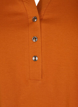 T-skjorte i bomull med V-hals og knapper, Autumnal, Packshot image number 2