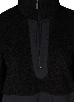 Treningsjakke i teddy med lommer og glidelås, Black, Packshot image number 2
