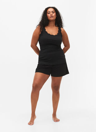 Topp med blondekant, Black, Model image number 2