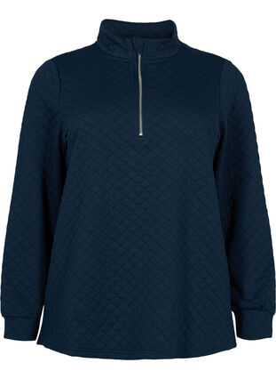 Quiltet genser med glidelås, Navy Blazer, Packshot image number 0