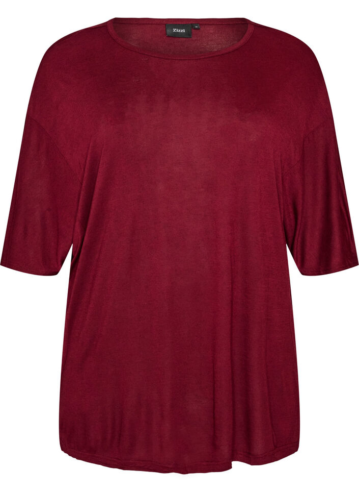 Loose fit T-skjorte i viskose jersey, R&oslash;d, Packshot image number 0