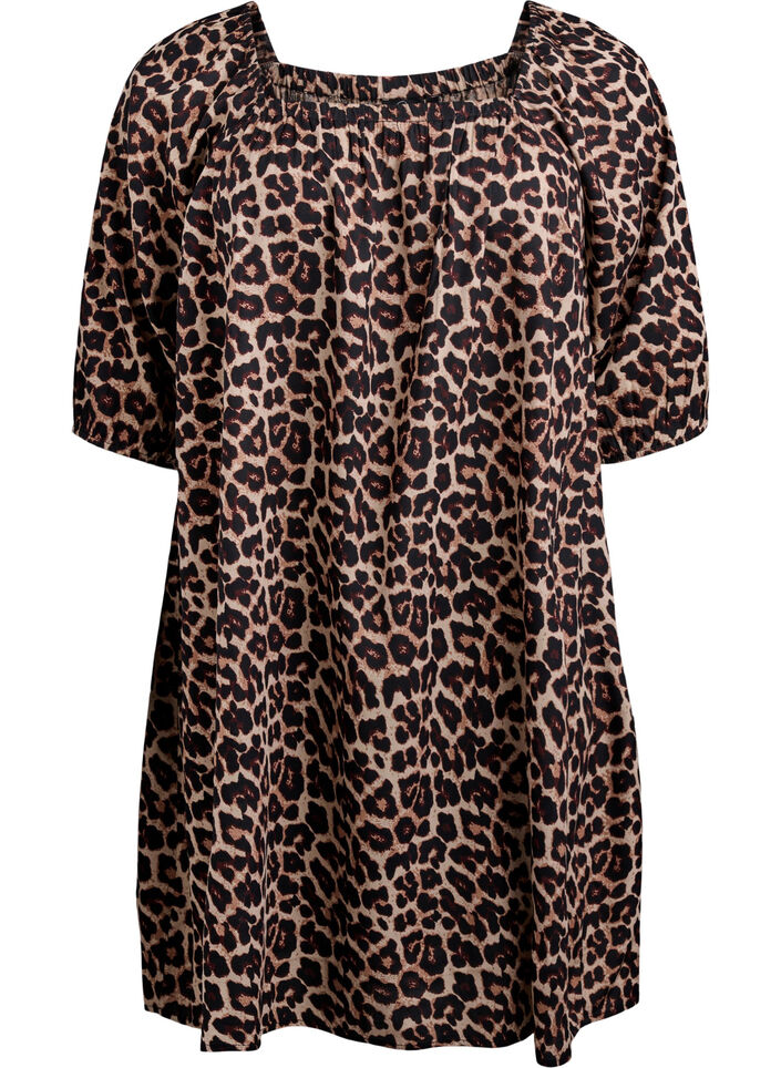 Strandkjole i viskose med trykk, Beige, Packshot image number 0