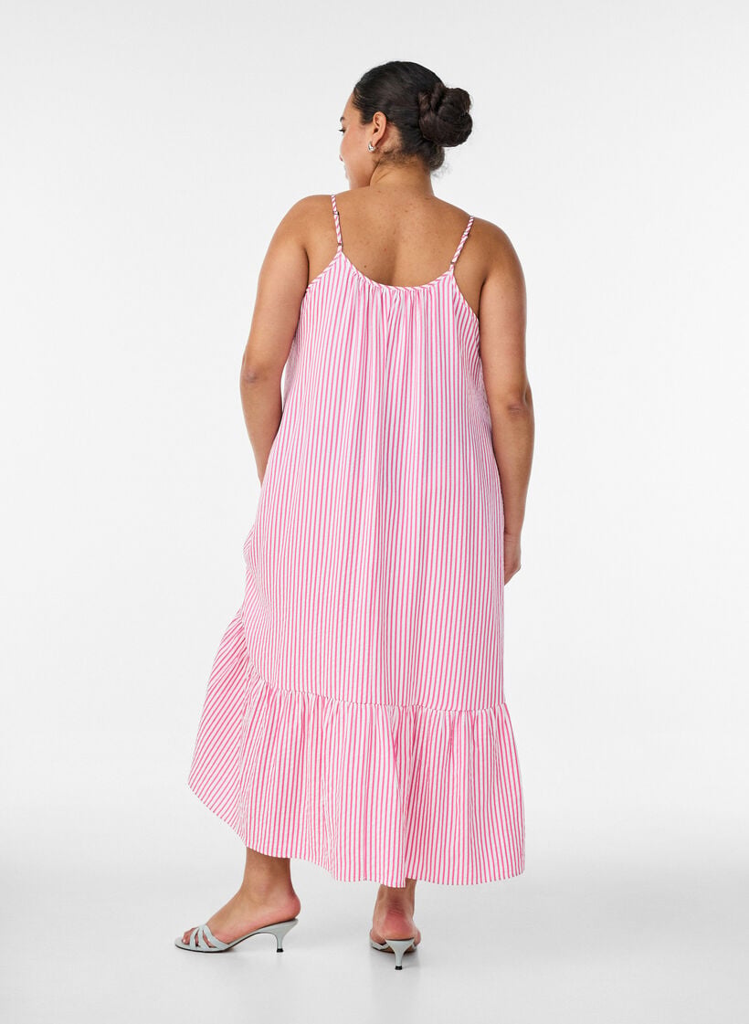 Sommerkjole med striper og A-form, Rosa, Model image number 1