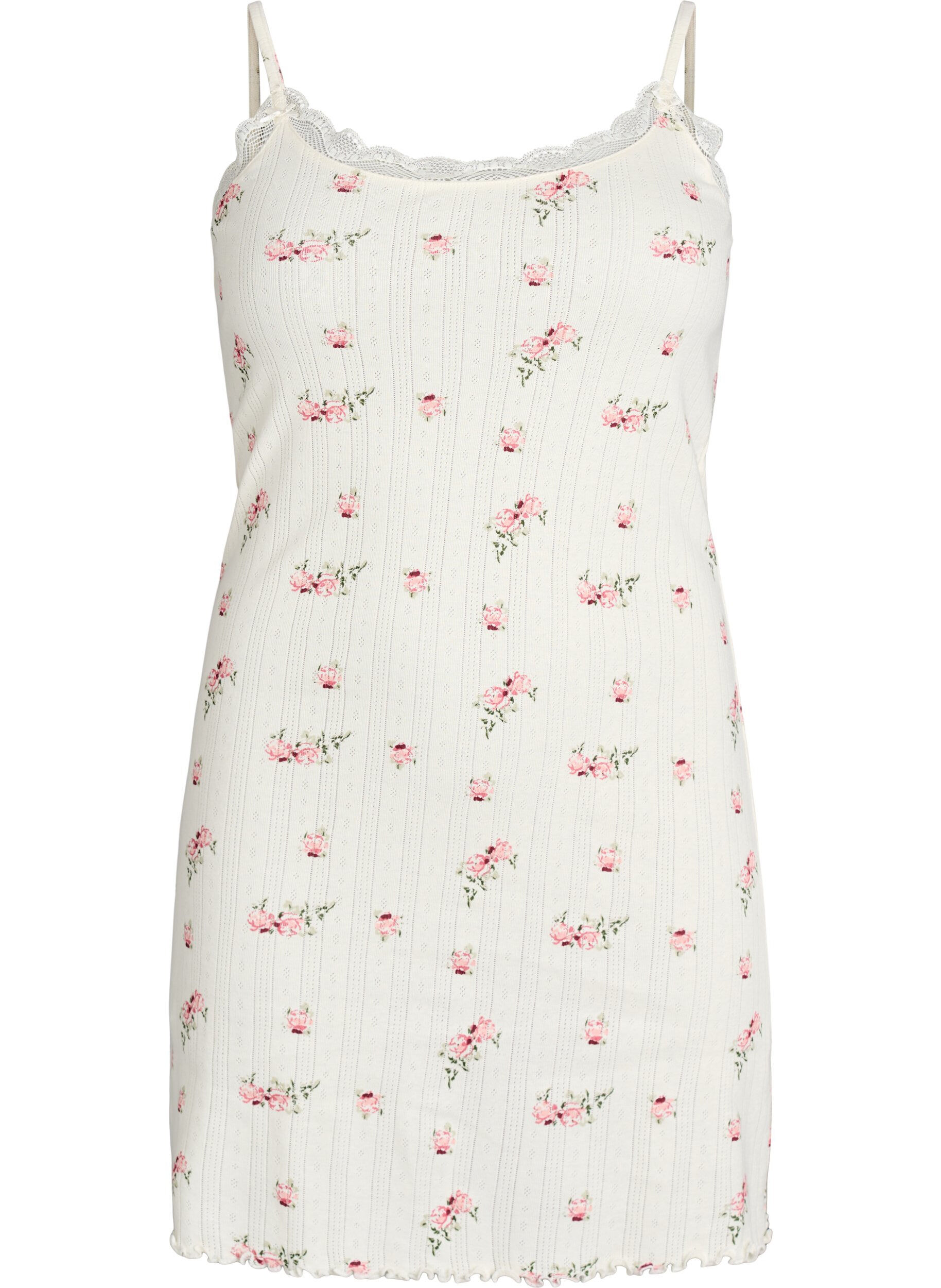 Nattkjole med tynne stropper og teksturert m&oslash;nster