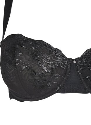 Zizzi Balconette-BH med bøyle og brodert blonde, Svart, Packshot image number 2