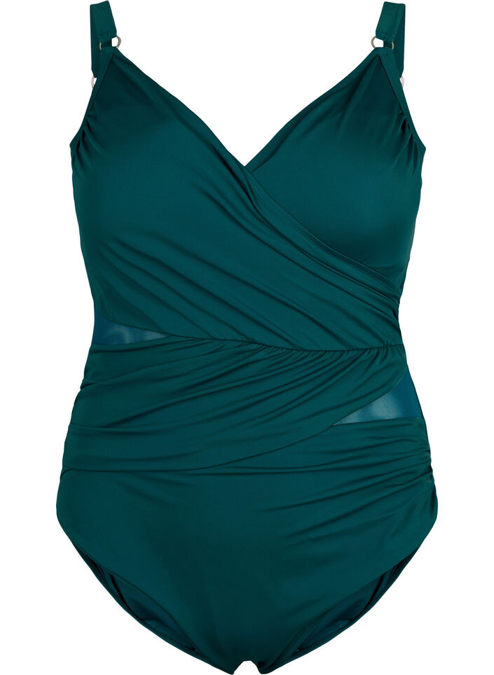 Badedrakt med wrap, Grønn, Packshot image number 0