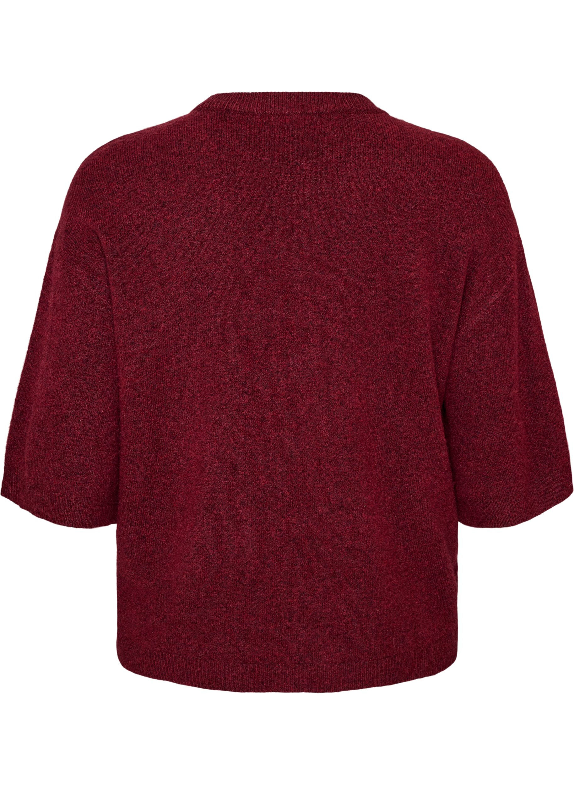 ZizziL&oslash;s strikket bluse med korte ermer, R&oslash;d, Packshot image number 1