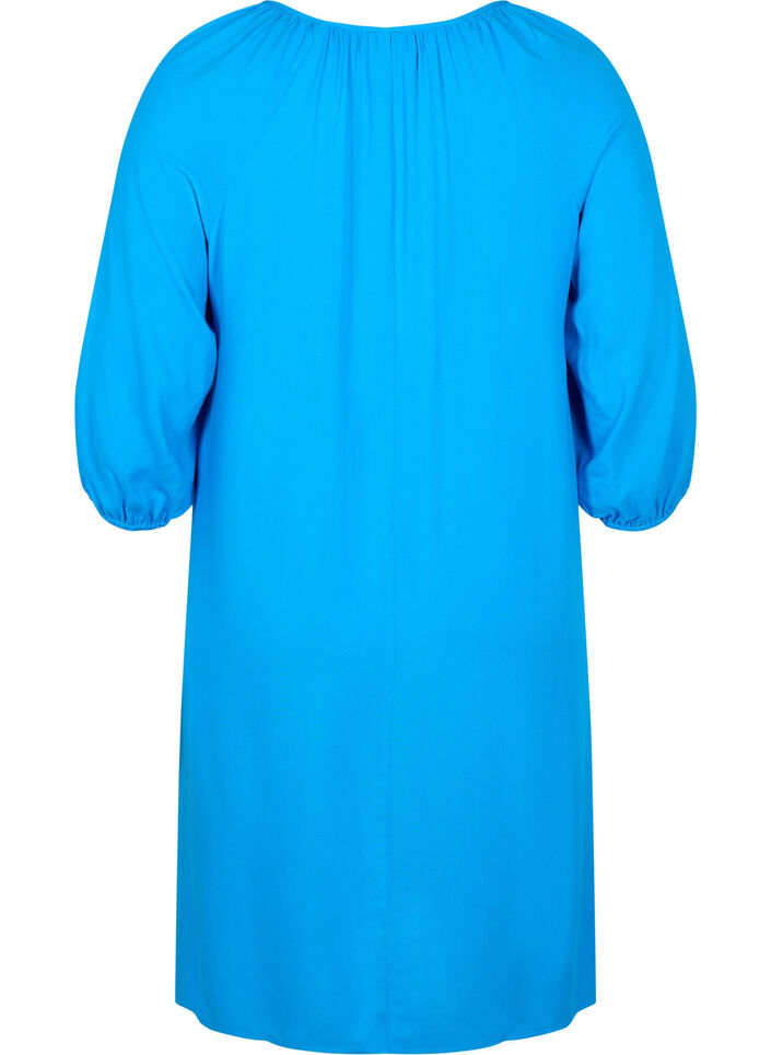 Kjole i viskose med V-hals, Indigo Bunting, Packshot image number 1