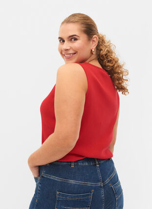 Basis tanktopp i en ribbet struktur, 2 stk., Tango Red/Black, Model image number 1