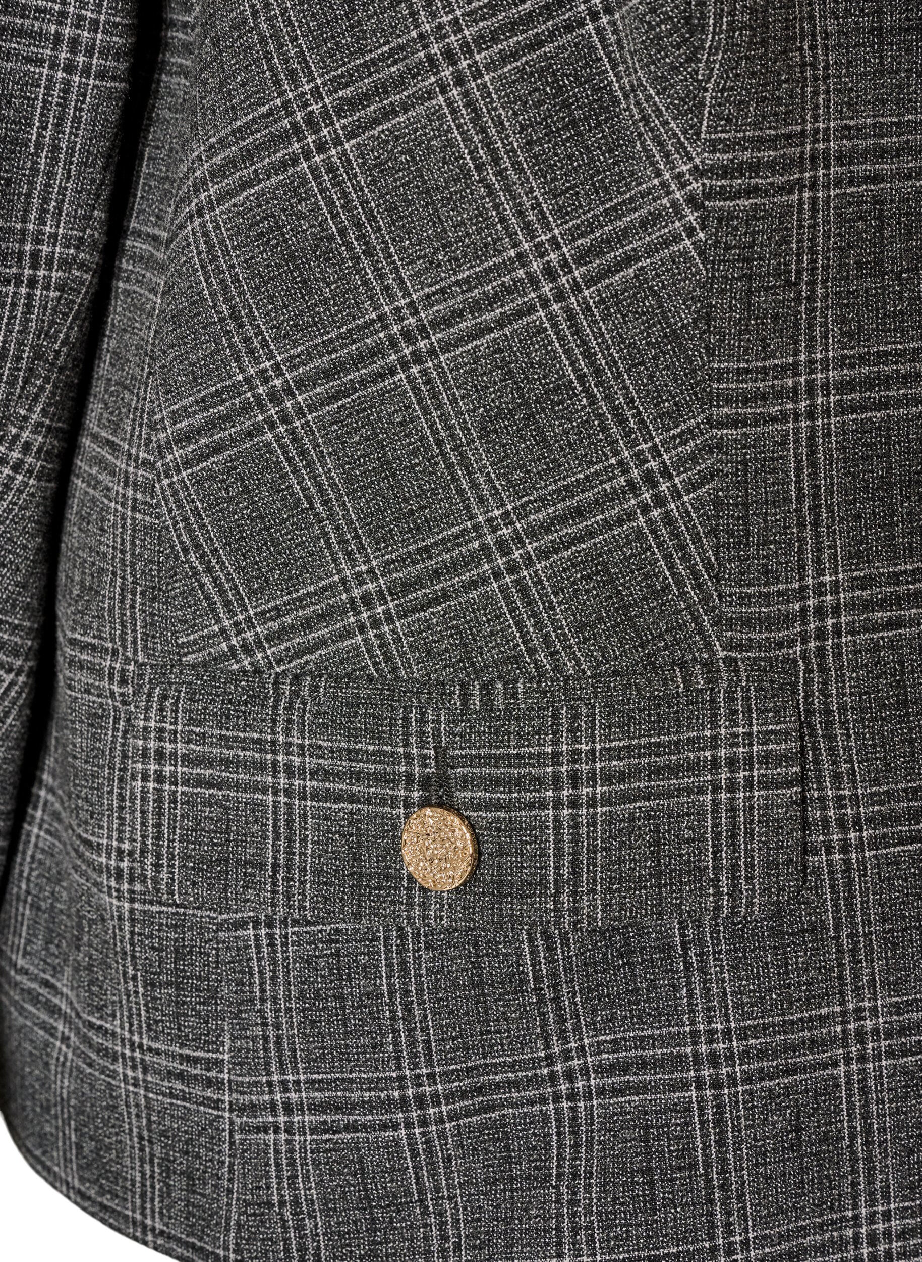 ZizziKort blazer med rutete m&oslash;nster, Gr&aring;, Packshot image number 3