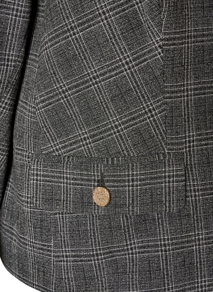 Kort blazer med rutete m&oslash;nster, Gr&aring;, Packshot image number 3