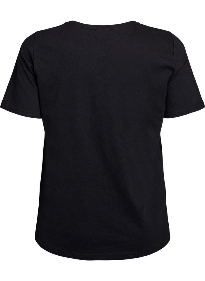 T-skjorte med trykk, Svart, Packshot image number 1