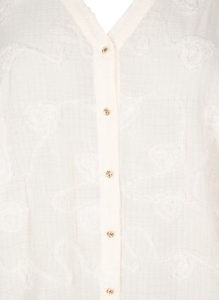 Zizzi Kortermet bluse med 3D blomstreffekt, Beige, Packshot image number 2