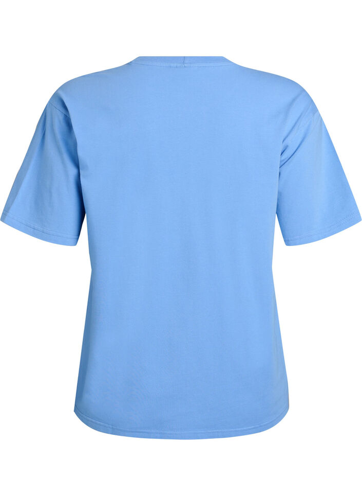 Sporty t-skjorte i &oslash;kologisk bomull, Bl&aring;, Packshot image number 1