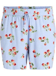 Bomullsshorts med tomattrykk og h&oslash;y midje, Bl&aring;