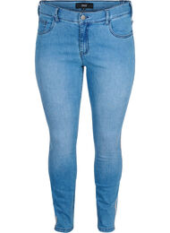 Cropped Sana jeans med stripe på siden, Light blue denim